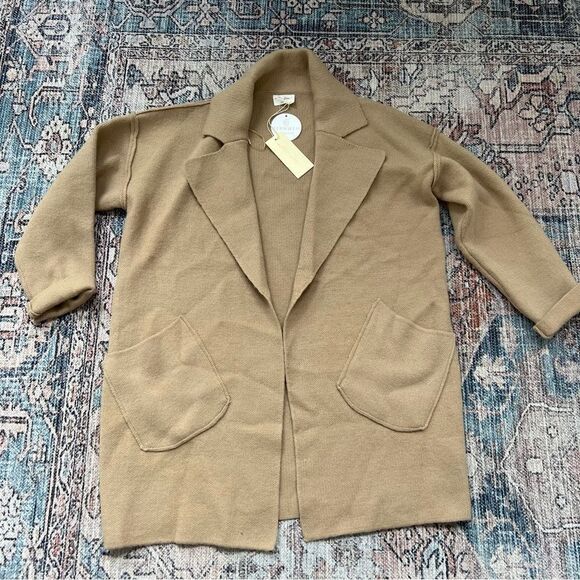 Allie Rose NWT Camel Collared Coatigan Sweater Cardigan Jacket Size Medium - Picture 9 of 12